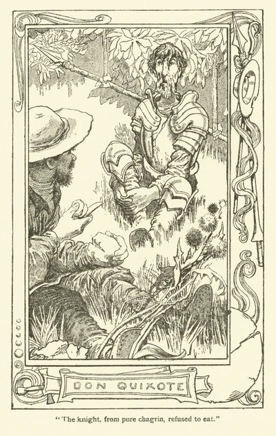 Ilustracja do Don Kichota (lito) autorstwa William Heath Robinson