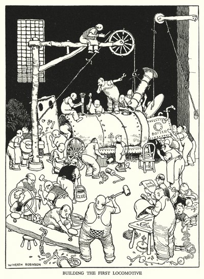 Ilustracja do Ribaldry na kolei autorstwa W Heatha Robinsona (lito) autorstwa William Heath Robinson