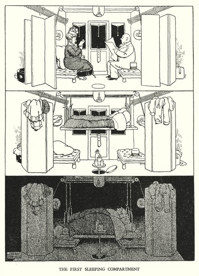 Ilustracja do Ribaldry na kolei autorstwa W Heatha Robinsona (lito) autorstwa William Heath Robinson