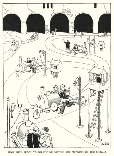 Ilustracja do Ribaldry na kolei autorstwa W Heatha Robinsona (lito) autorstwa William Heath Robinson