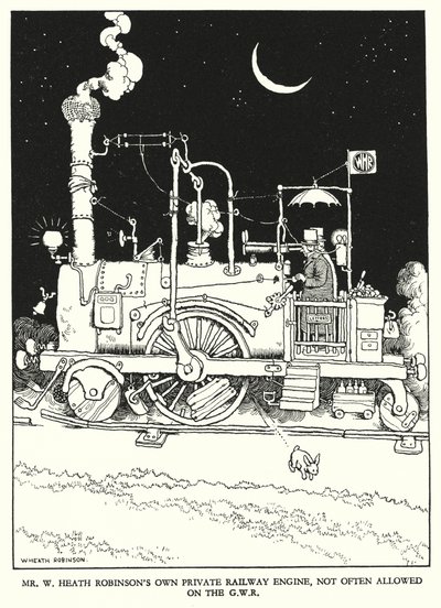 Ilustracja do Ribaldry na kolei autorstwa W Heatha Robinsona (lito) autorstwa William Heath Robinson