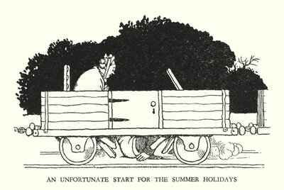 Ilustracja do Ribaldry na kolei autorstwa W Heatha Robinsona (lito) autorstwa William Heath Robinson