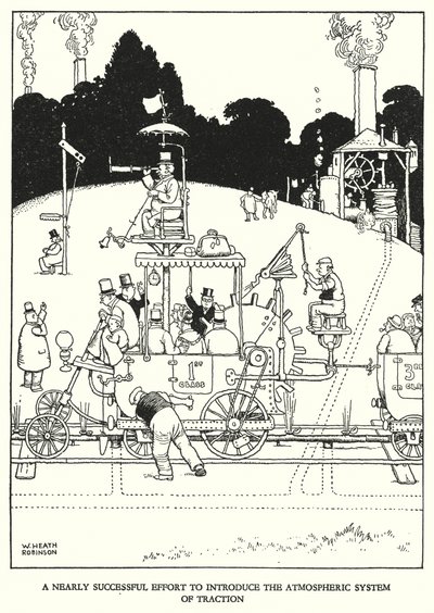 Ilustracja do Ribaldry na kolei autorstwa W Heatha Robinsona (lito) autorstwa William Heath Robinson