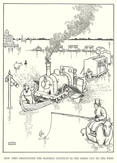Ilustracja do Ribaldry na kolei autorstwa W Heatha Robinsona (lito) autorstwa William Heath Robinson