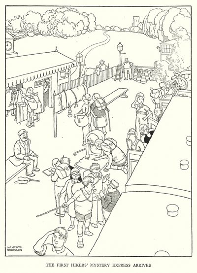 Ilustracja do Ribaldry na kolei autorstwa W Heatha Robinsona (lito) autorstwa William Heath Robinson