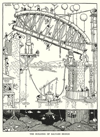Ilustracja do Ribaldry na kolei autorstwa W. Heatha Robinsona (lito) autorstwa William Heath Robinson