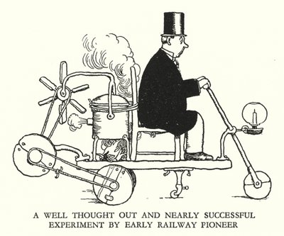 Ilustracja do Ribaldry na kolei autorstwa W. Heatha Robinsona (lito) autorstwa William Heath Robinson