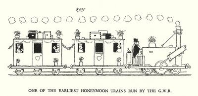 Ilustracja do Ribaldry na kolei autorstwa W. Heatha Robinsona (lito) autorstwa William Heath Robinson