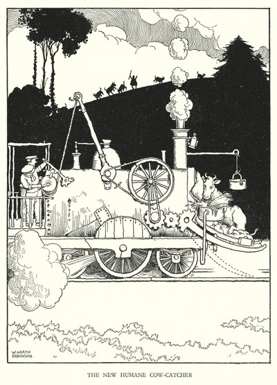 Ilustracja do Ribaldry na kolei autorstwa W. Heatha Robinsona (lito) autorstwa William Heath Robinson