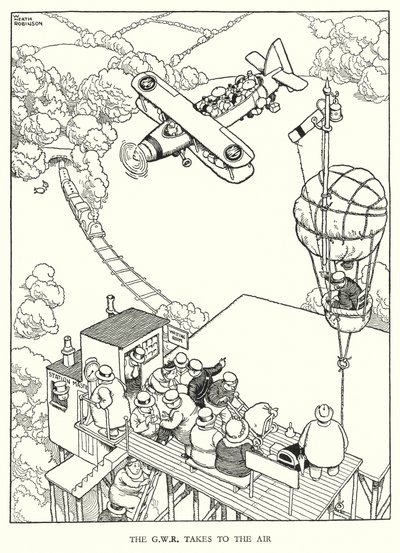 Ilustracja do Ribaldry na kolei autorstwa W. Heatha Robinsona (lito) autorstwa William Heath Robinson