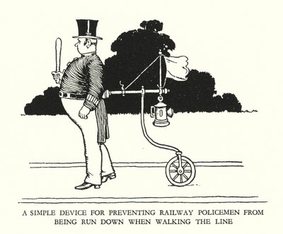Ilustracja do Ribaldry na kolei autorstwa W. Heatha Robinsona (lito) autorstwa William Heath Robinson