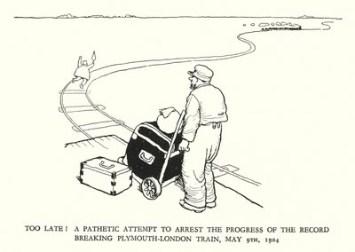 Ilustracja do Ribaldry na kolei autorstwa W. Heatha Robinsona (lito) autorstwa William Heath Robinson