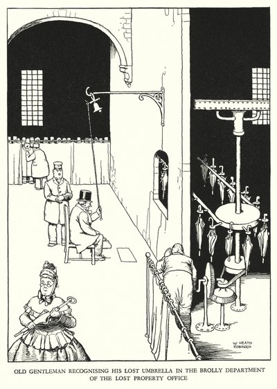 Ilustracja do Ribaldry na kolei autorstwa W. Heatha Robinsona (lito) autorstwa William Heath Robinson