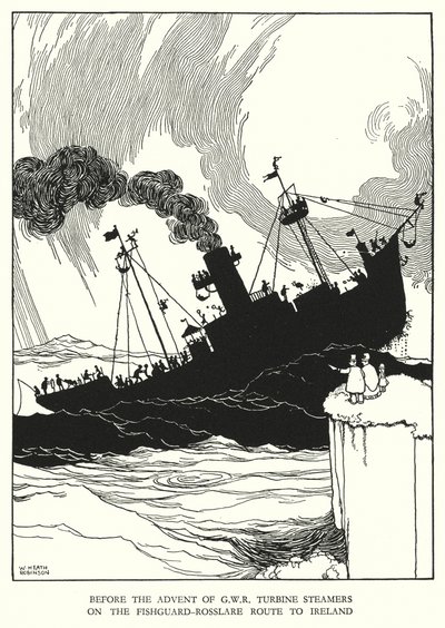 Ilustracja do Ribaldry na kolei autorstwa W. Heatha Robinsona (lito) autorstwa William Heath Robinson