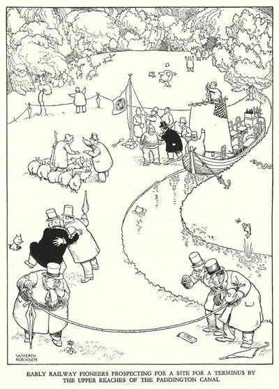 Ilustracja do Ribaldry na kolei autorstwa W. Heatha Robinsona (lito) autorstwa William Heath Robinson