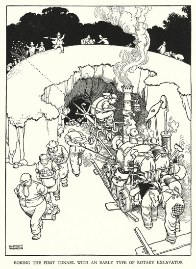 Ilustracja do Ribaldry na kolei autorstwa W. Heatha Robinsona (lito) autorstwa William Heath Robinson