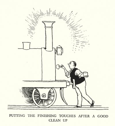 Ilustracja do Ribaldry na kolei autorstwa W. Heatha Robinsona (lito) autorstwa William Heath Robinson