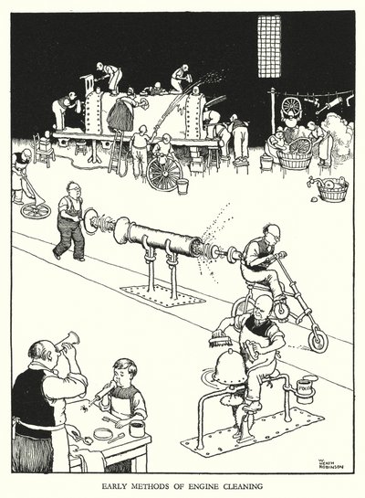 Ilustracja do Ribaldry na kolei autorstwa W. Heatha Robinsona (lito) autorstwa William Heath Robinson
