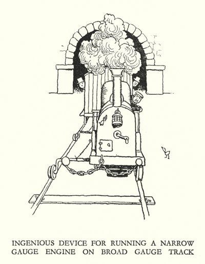 Ilustracja do Ribaldry na kolei autorstwa W. Heatha Robinsona (lito) autorstwa William Heath Robinson