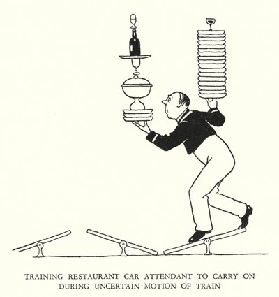 Ilustracja do Ribaldry na kolei autorstwa W. Heatha Robinsona (lito) autorstwa William Heath Robinson