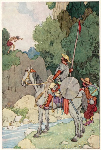 Ilustracja do Przygody Don Kichota (kolor lito) autorstwa William Heath Robinson