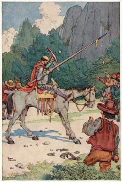 Ilustracja do Przygody Don Kichota (kolor lito) autorstwa William Heath Robinson