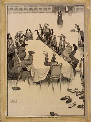 Kontrola pończoch w Wigilię (tusz i pranie) autorstwa William Heath Robinson