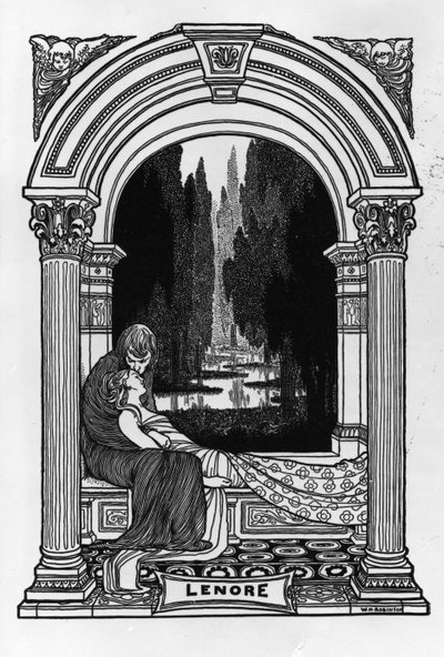 Lenore, z „Wierszy Edgara Allana Poe”, 1900 autorstwa William Heath Robinson