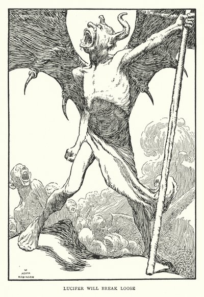 Lucyfer uwolni się (litos) autorstwa William Heath Robinson