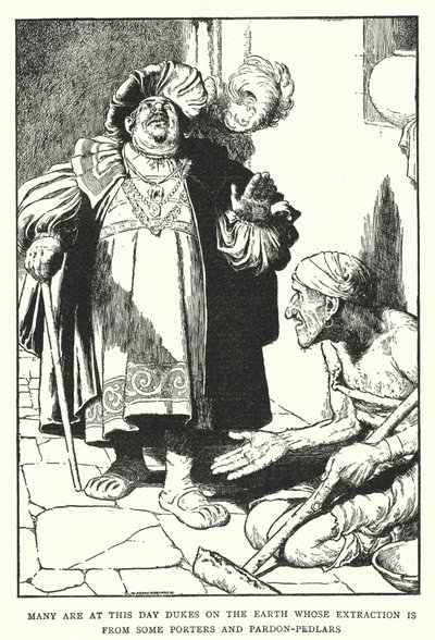 Wielu jest w tym dniu książętami na ziemi, których wydobycie pochodzi z niektórych tragarzy i handlarzy ułaskawionych (litos) autorstwa William Heath Robinson
