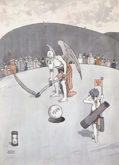 Wyciąganie starego otworu (pióro i atrament) autorstwa William Heath Robinson