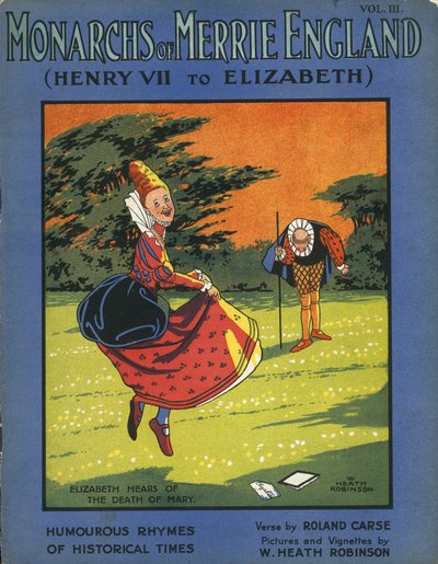 Królowa Elżbieta I dowiaduje się o śmierci królowej Marii autorstwa William Heath Robinson
