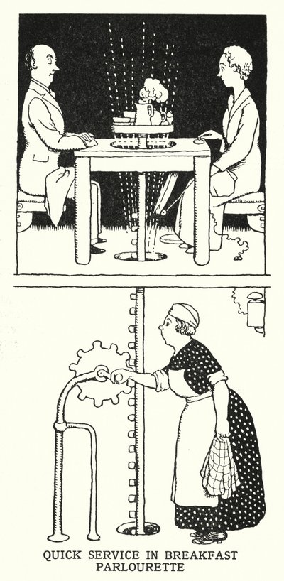 Szybka obsługa w salonie śniadaniowym (lito) autorstwa William Heath Robinson