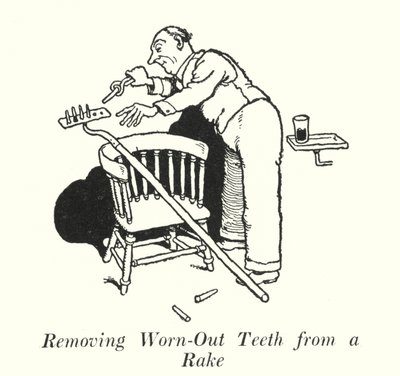 Usuwanie zużytych zębów z grabi (lito) autorstwa William Heath Robinson