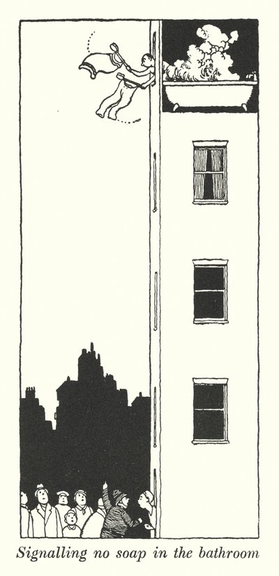 Sygnalizacja braku mydła w łazience (lito) autorstwa William Heath Robinson