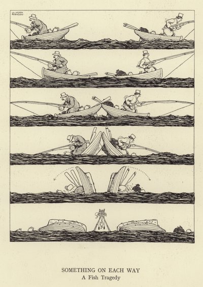 Coś po drodze, rybna tragedia autorstwa William Heath Robinson