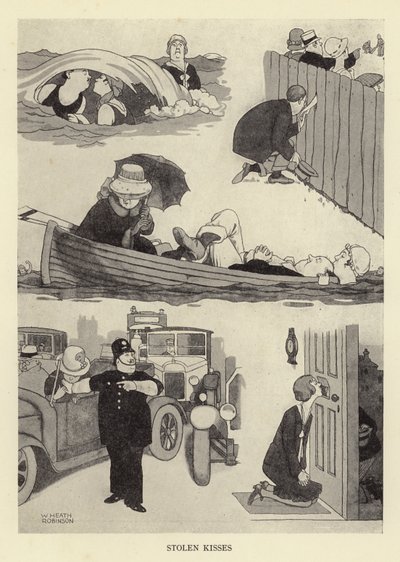 Skradzione pocałunki autorstwa William Heath Robinson