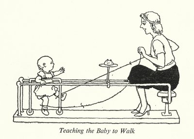 Uczenie dziecka chodzenia (lito) autorstwa William Heath Robinson