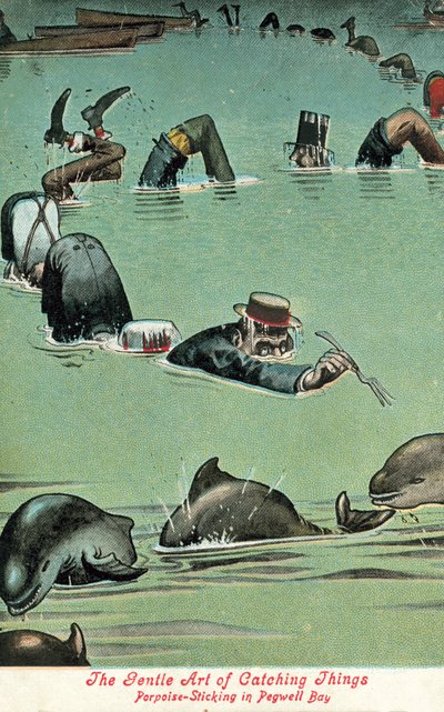Delikatna sztuka łapania rzeczy - przyklejanie morświna w zatoce Pegwell (kolor lito) autorstwa William Heath Robinson