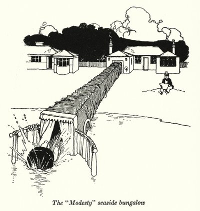 Bungalow nad morzem „Skromność” (litos) autorstwa William Heath Robinson