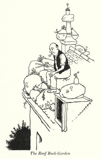 Ogród skalny na dachu (lito) autorstwa William Heath Robinson