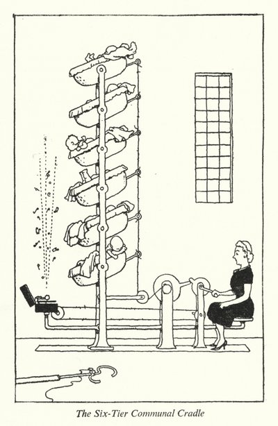 Sześciopoziomowa kołyska komunalna (lito) autorstwa William Heath Robinson