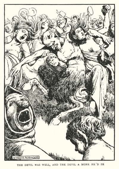 Diabeł miał się dobrze, a diabeł byłby mnichem (lito) autorstwa William Heath Robinson