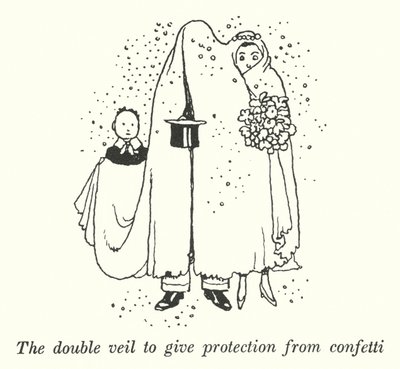 Podwójna zasłona chroniąca przed konfetti (litho) autorstwa William Heath Robinson
