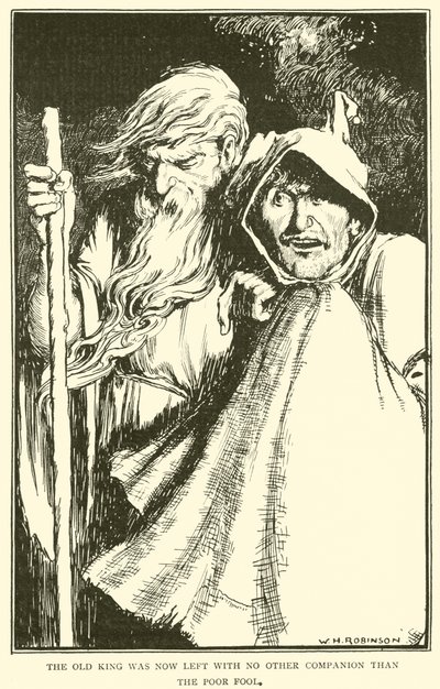 Stary król nie miał teraz innego towarzysza niż biedny głupiec… autorstwa William Heath Robinson
