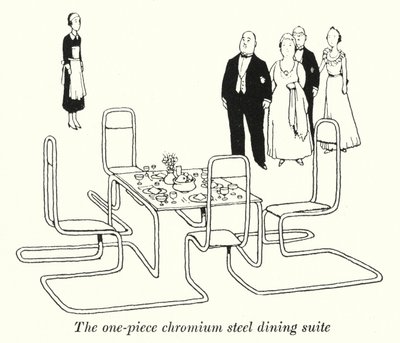 Jednoczęściowa jadalnia ze stali chromowanej (lito) autorstwa William Heath Robinson
