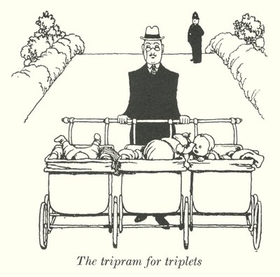 Tripram dla trojaczków (lito) autorstwa William Heath Robinson