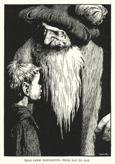 Tak rósł Pantagruel z dnia na dzień (lito) autorstwa William Heath Robinson