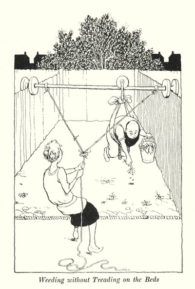 Pielenie bez deptania na łóżkach (lito) autorstwa William Heath Robinson