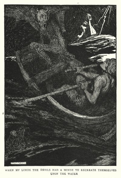 Kiedy moi panowie, diabły miały umysł, by odtworzyć się na wodzie (lito) autorstwa William Heath Robinson